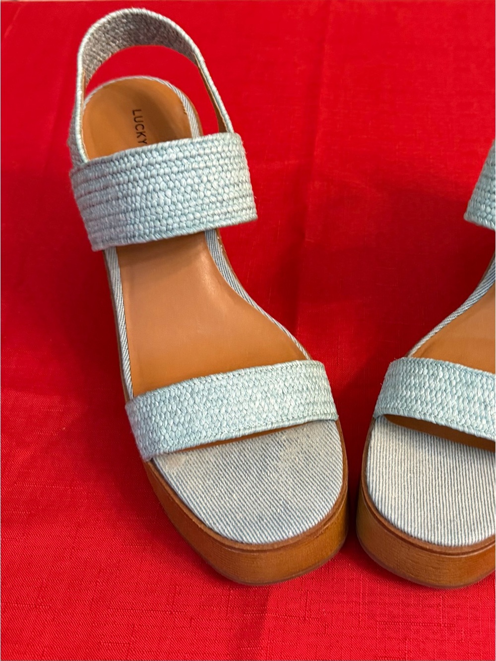 Lucky Brand Light Blue Woven Platform Sandals